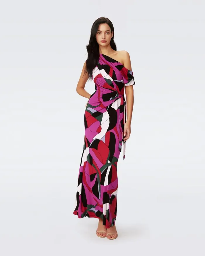 DVF Dresses Women Eliana Faux Wrap Dress Huge Tendu