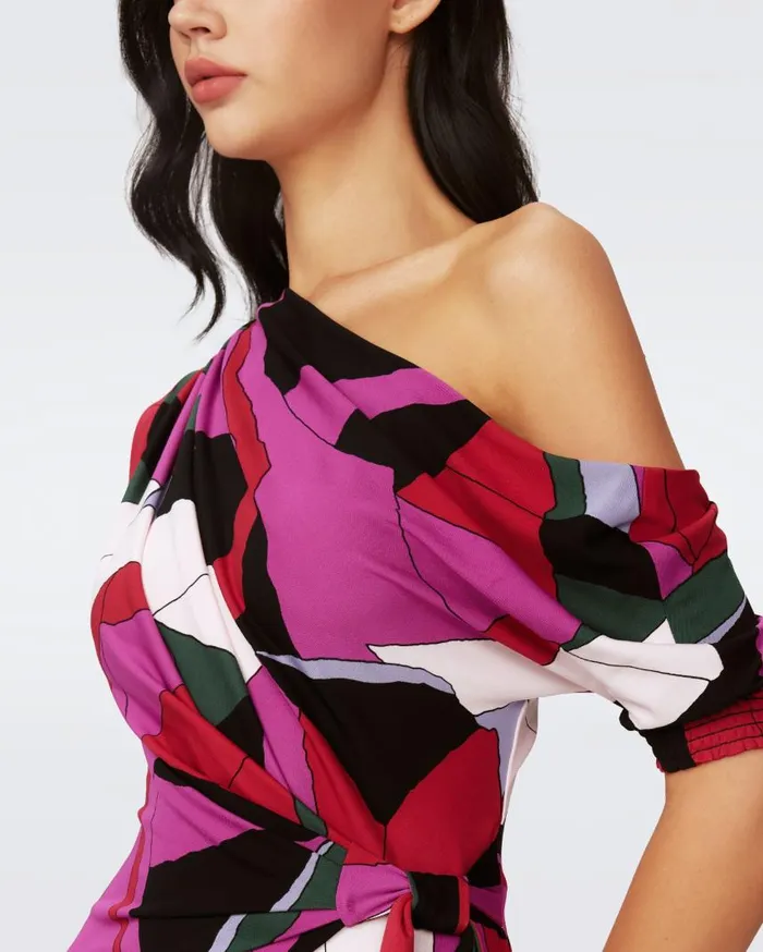 DVF Dresses Women Eliana Faux Wrap Dress Huge Tendu