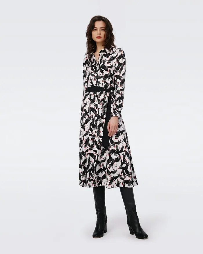 DVF Dresses Women Gizelle Jacquard Dress Stage Hands Ivory