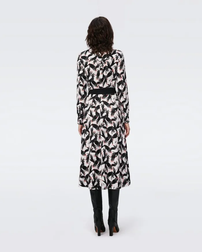 DVF Dresses Women Gizelle Jacquard Dress Stage Hands Ivory