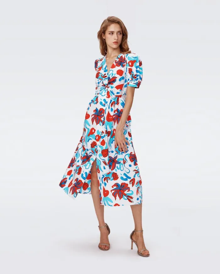DVF Dresses Women Heather Dress Brush Floral Red