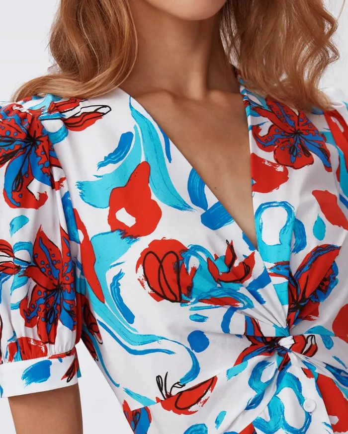 DVF Dresses Women Heather Dress Brush Floral Red