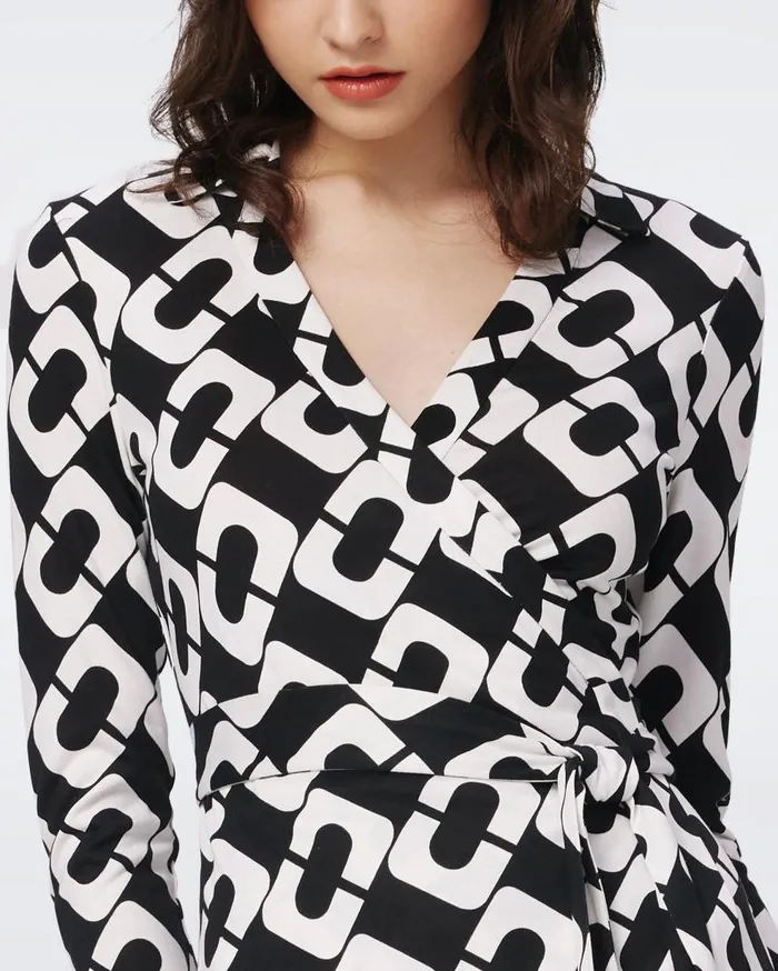 DVF Dresses Women Jeanne Silk Jersey Wrap Dress Chain Link Giant DVF Dresses Women Jeanne Silk Jersey Wrap Dress Chain Link Giant