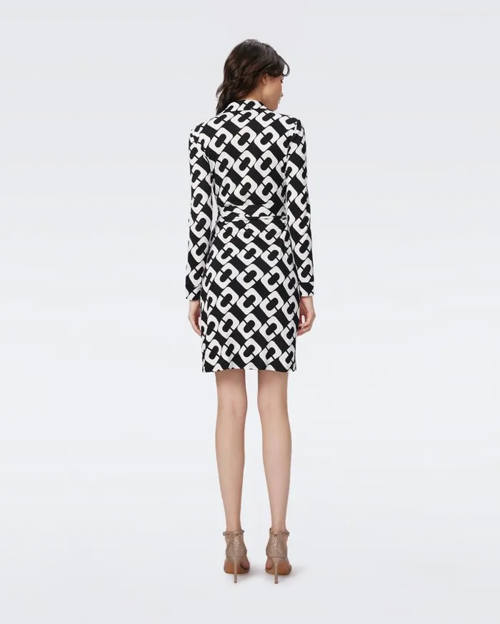 DVF Dresses Women Jeanne Silk Jersey Wrap Dress Chain Link Giant DVF Dresses Women Jeanne Silk Jersey Wrap Dress Chain Link Giant