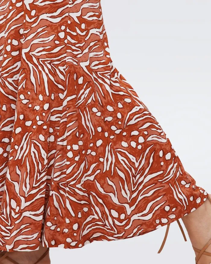 DVF Dresses Women Makayla Dress Huge Water Tiger Caramel