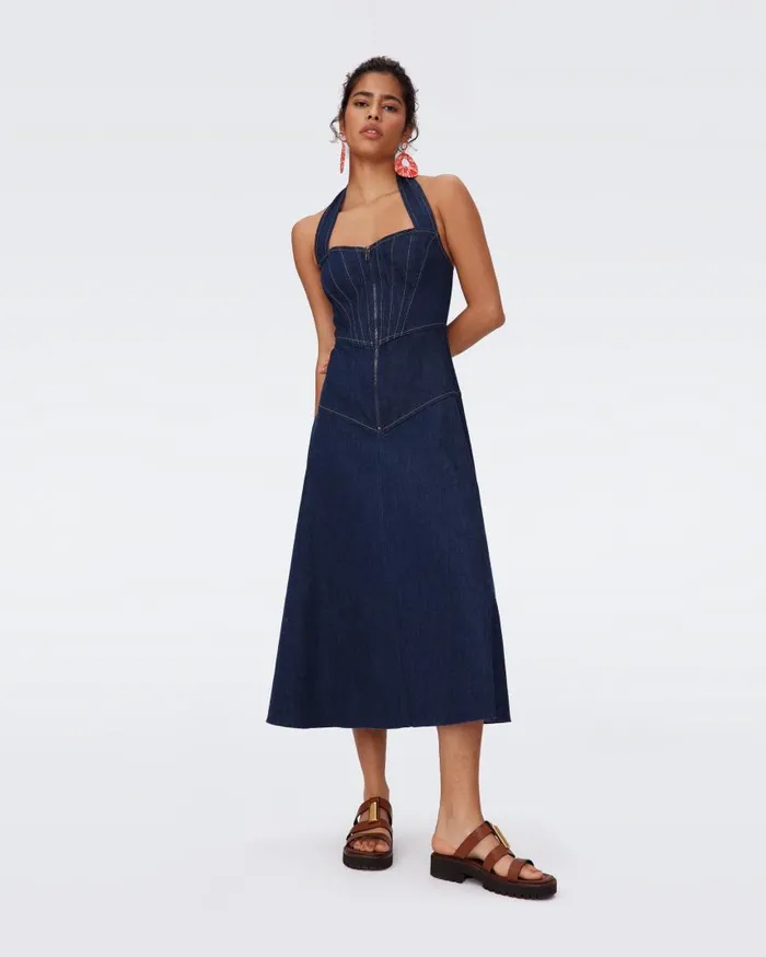 DVF Dresses Women Millena Denim Dress Denim Blue