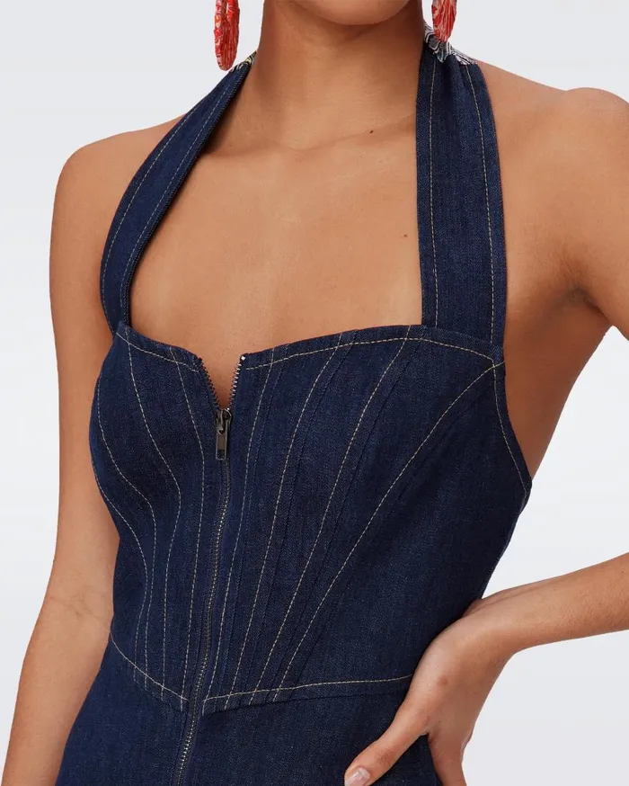 DVF Dresses Women Millena Denim Dress Denim Blue