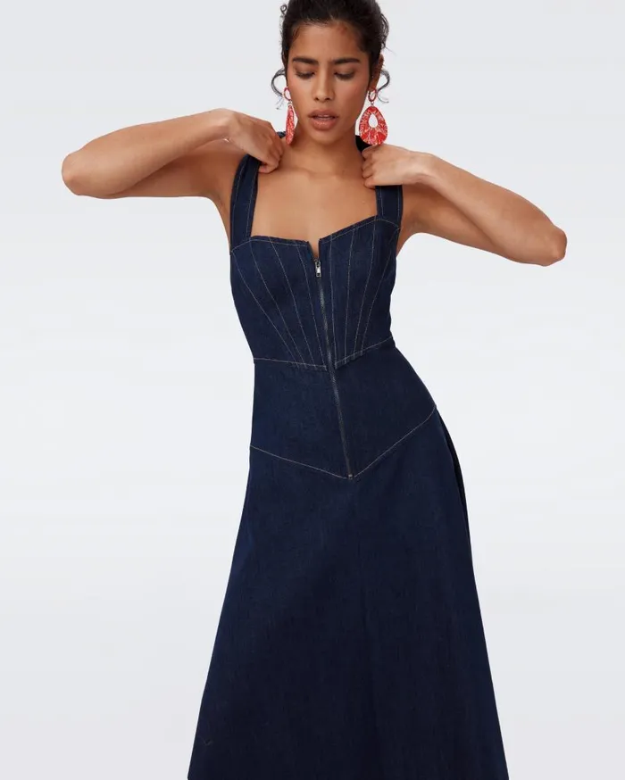 DVF Dresses Women Millena Denim Dress Denim Blue