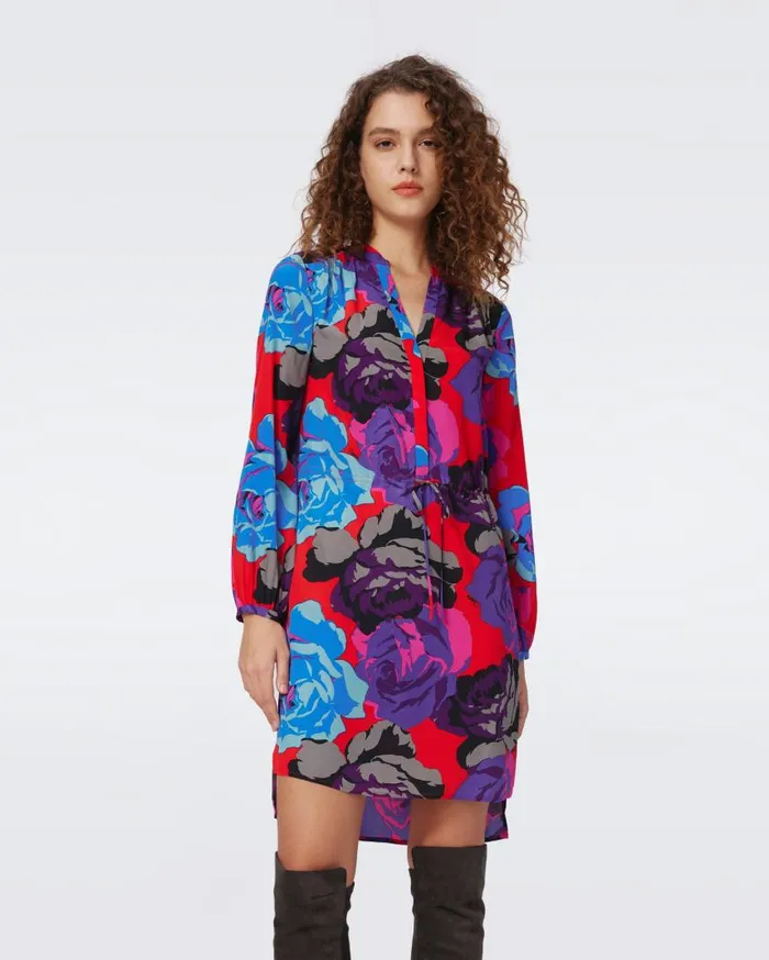 DVF Dresses Women Sonoya Dress Redemption Rose Blue Red