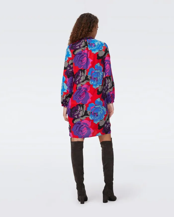 DVF Dresses Women Sonoya Dress Redemption Rose Blue Red