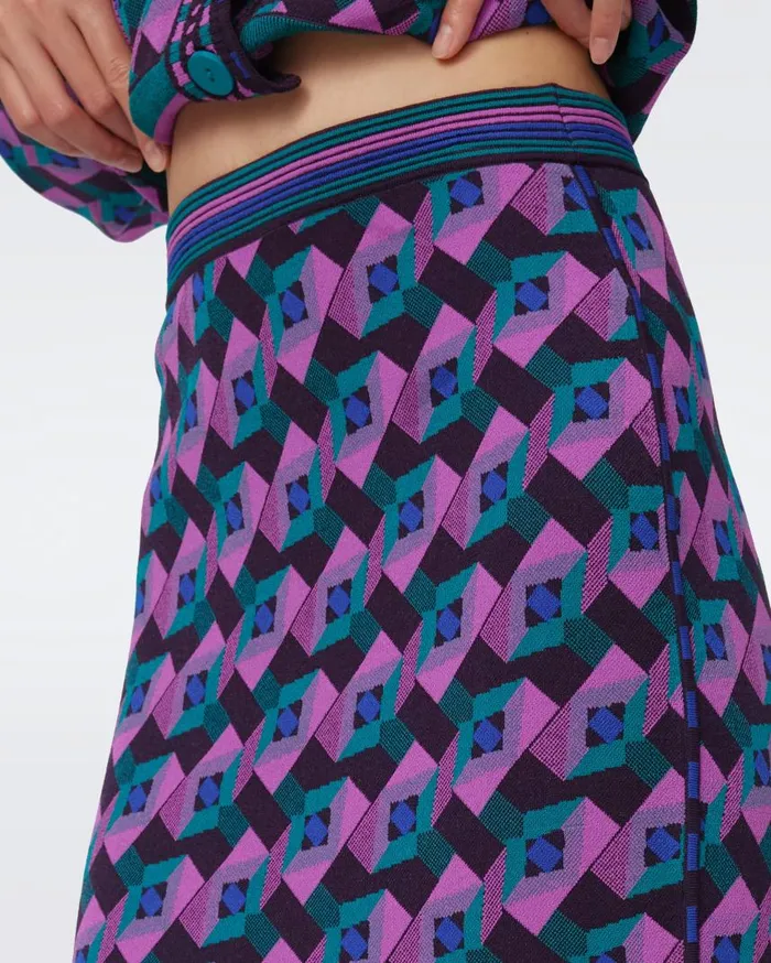 DVF Skirts Women Gusta Knit Jacquard Skirt Stage Boss Pink