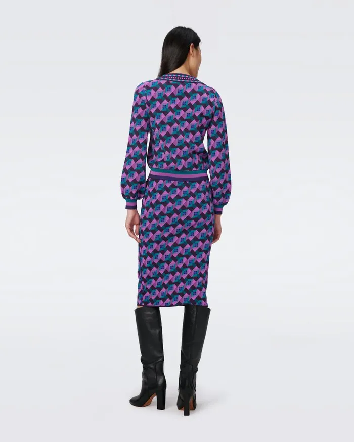 DVF Skirts Women Gusta Knit Jacquard Skirt Stage Boss Pink