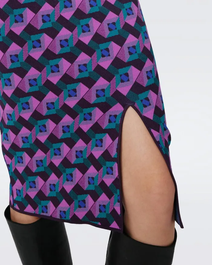 DVF Skirts Women Gusta Knit Jacquard Skirt Stage Boss Pink