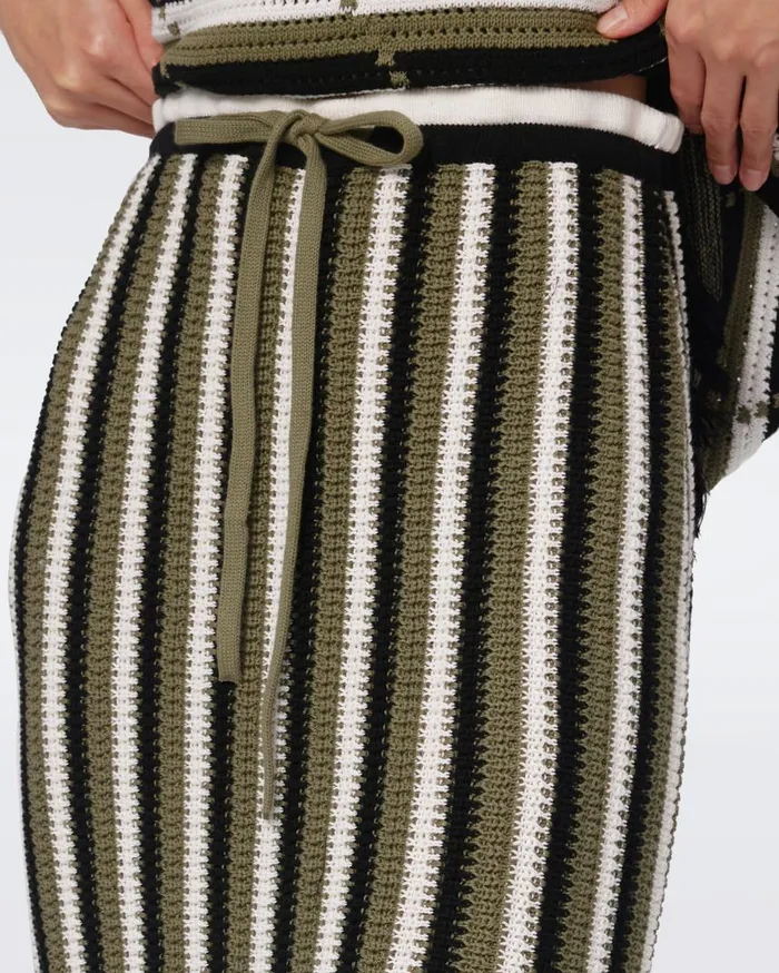 DVF Skirts Women Paulina Skirt Summer Stripe Olive Green