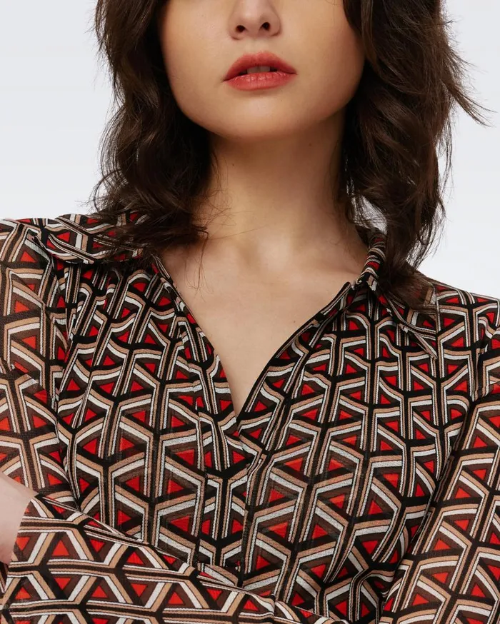 DVF Tops Women Mackenzie Mesh Top Stadium Geo Red