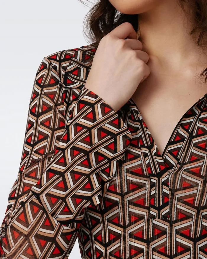 DVF Tops Women Mackenzie Mesh Top Stadium Geo Red