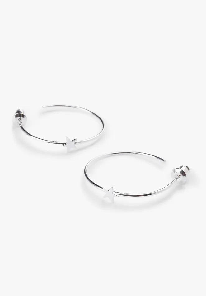 Earrings Women Hush Isabella Star Hoop Earrings Silver