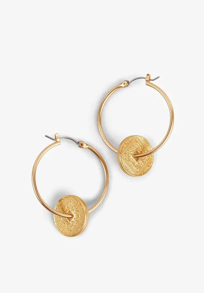 Earrings Women Hush Makri Coin Hoop Earrings Gold