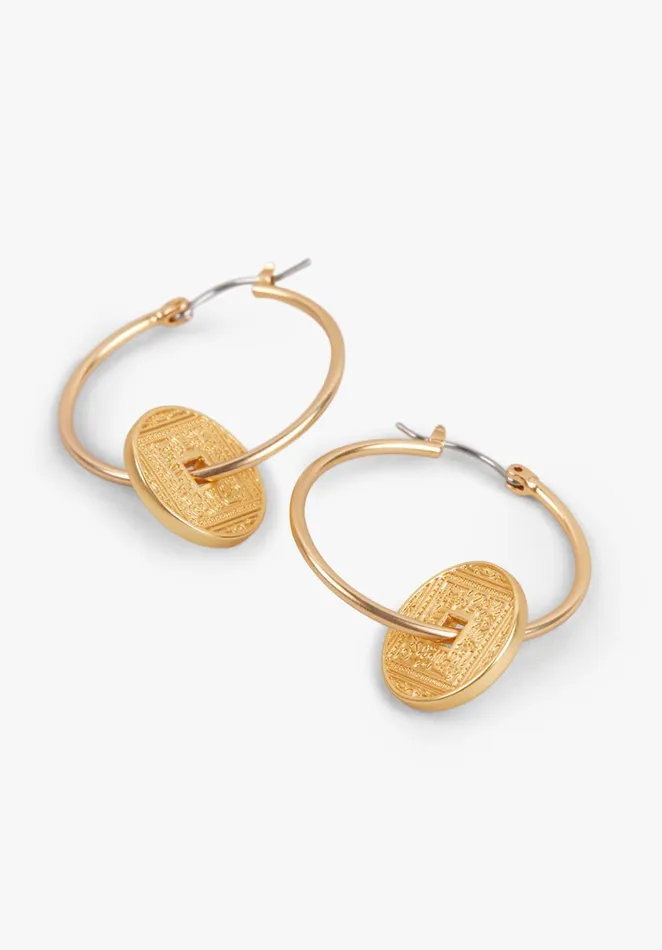 Earrings Women Hush Makri Coin Hoop Earrings Gold