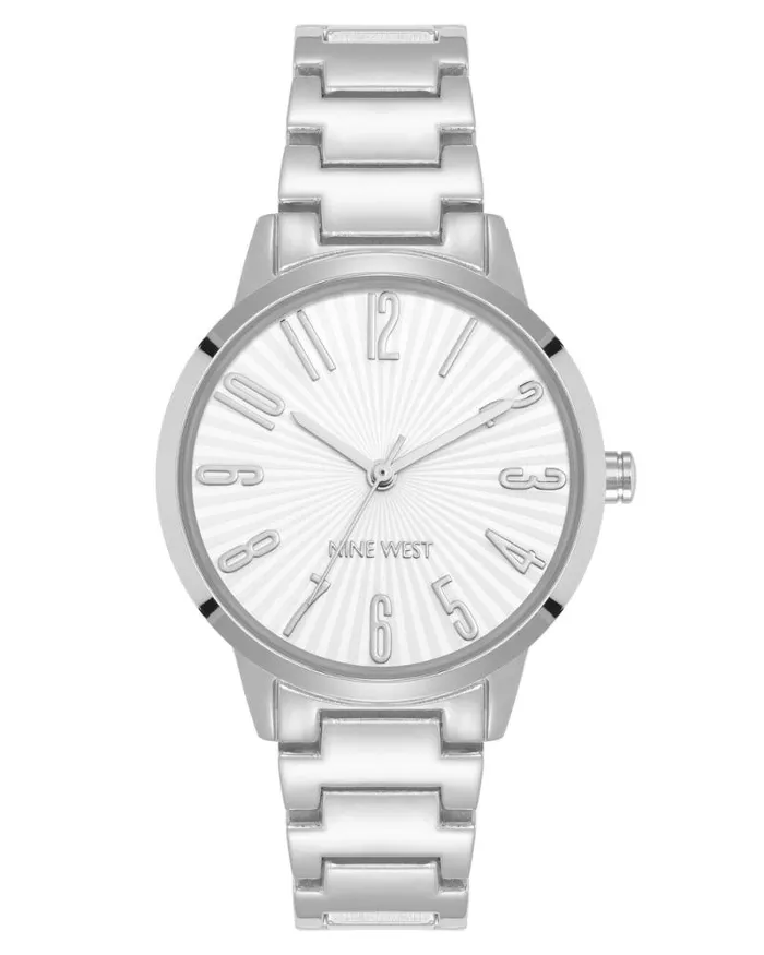 EasytoRead Sunburst Dial Watch Silver Women Nine West Straps