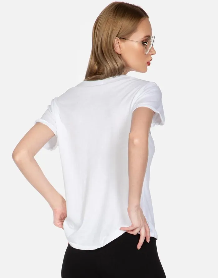 Edda Rainbow Smudge Lip White Women Lauren Moshi Short Sleeve
