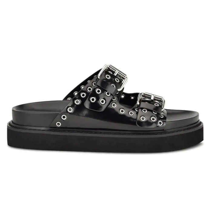 Eleny Buckle Slide Sandals Black Women Nine West Sandals
