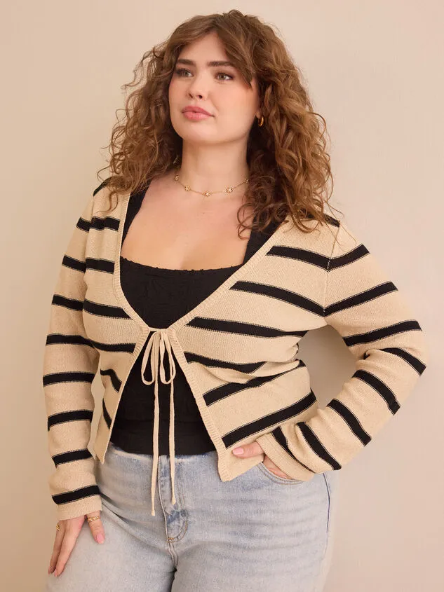 Emery TieFront Striped Cardigan Creamblack Women Altar039d State Sweaters Cardigans Emery TieFront Striped Cardigan Creamblack Women Altar039d State Sweaters Cardigans
