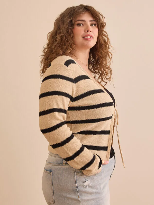 Emery TieFront Striped Cardigan Creamblack Women Altar039d State Sweaters Cardigans Emery TieFront Striped Cardigan Creamblack Women Altar039d State Sweaters Cardigans