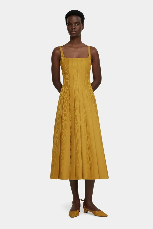 Emilia Wickstead Adele Dress In Ochre Moire Mikado Women Dresses