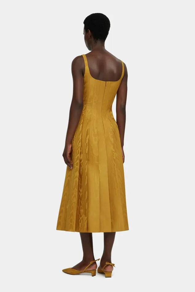 Emilia Wickstead Adele Dress In Ochre Moire Mikado Women Dresses