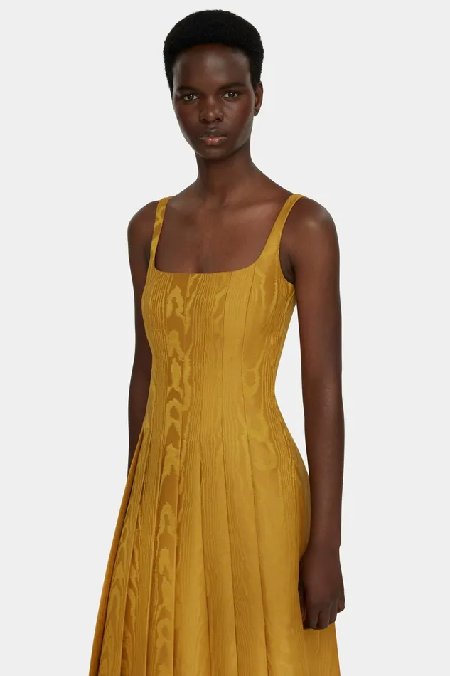 Emilia Wickstead Adele Dress In Ochre Moire Mikado Women Dresses