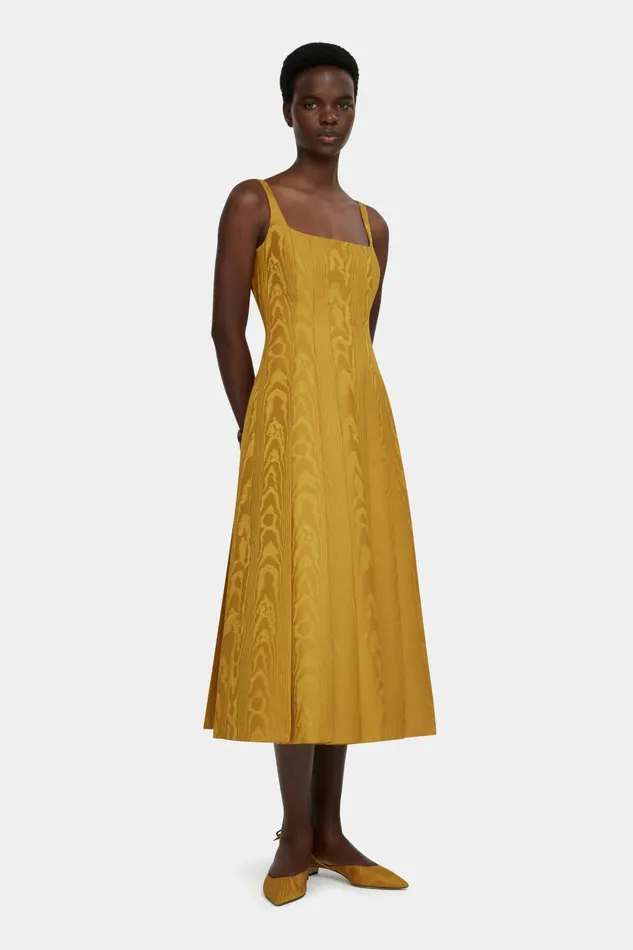 Emilia Wickstead Adele Dress In Ochre Moire Mikado Women Dresses