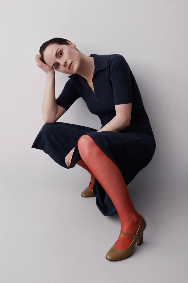 Emilia Wickstead Dune Navy Knit Polo Top Women Shirts and Tops