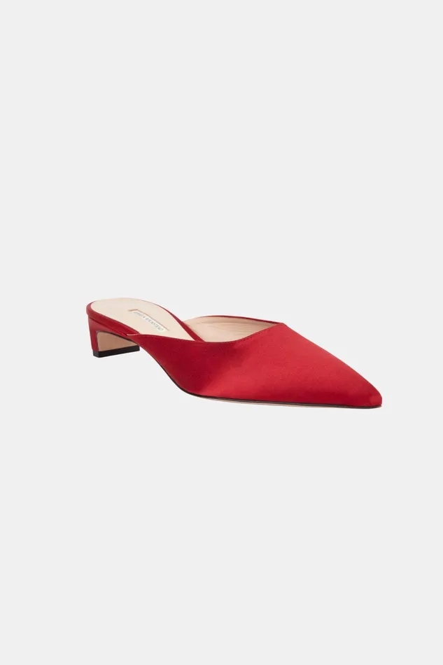 Emilia Wickstead Katy Shoe In Red Satin Women Shoes