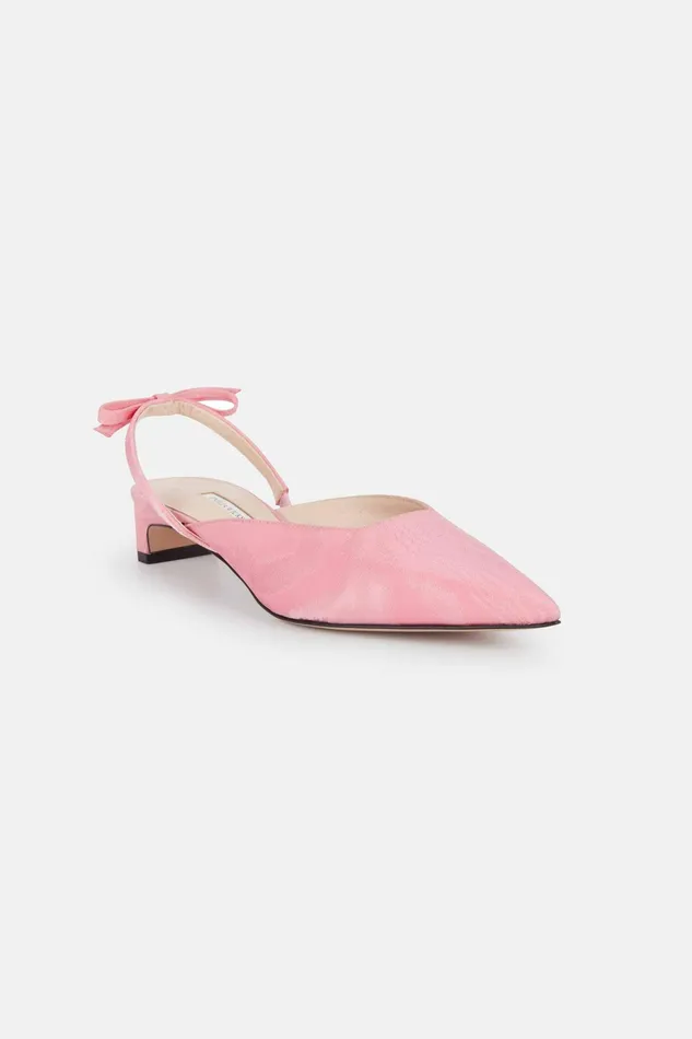 Emilia Wickstead Konna BowBack Kitten Heels In Pink Moire Mikado Women Shoes