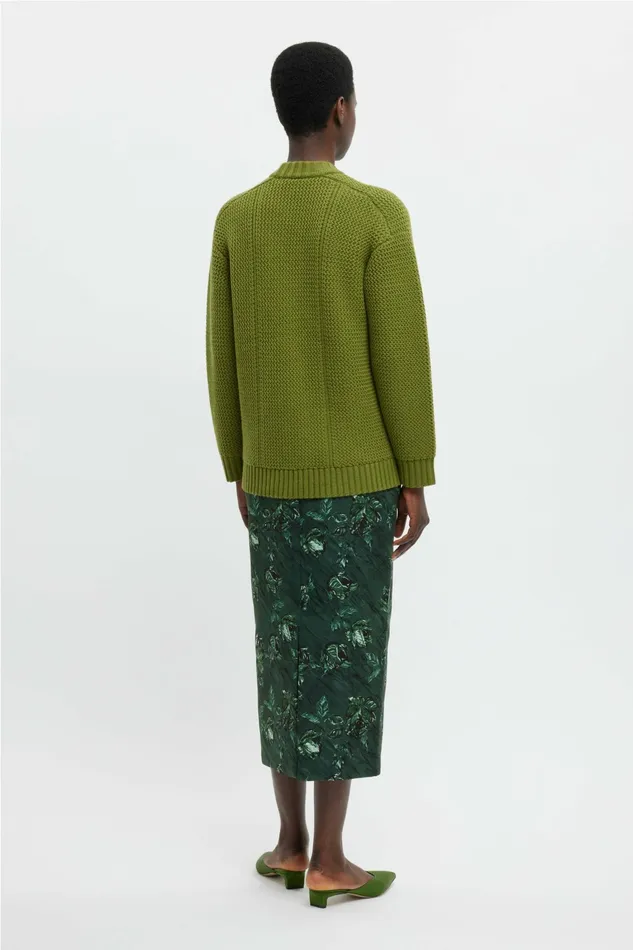 Emilia Wickstead Lorelei Skirt In Green Roses On Marble Print Taffeta Faille Women Skirts Emilia Wickstead Lorelei Skirt In Green Roses On Marble Print Taffeta Faille Women Skirts