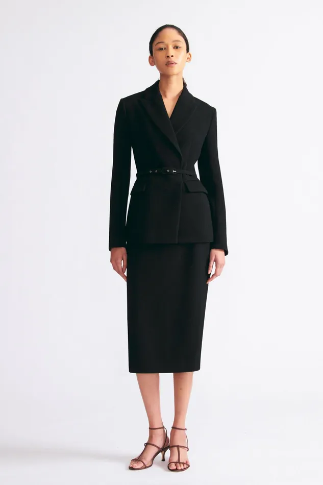 Emilia Wickstead Lorinda Pencil Skirt In Black Double Crepe Women Skirts
