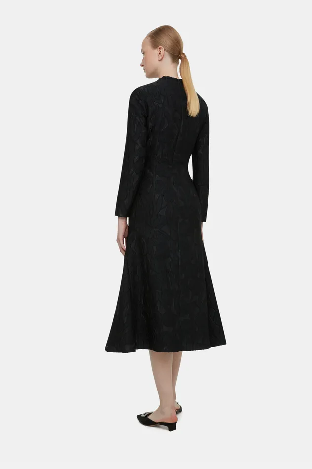 Emilia Wickstead Seneca Dress In Black Embellished Wool Women Dresses