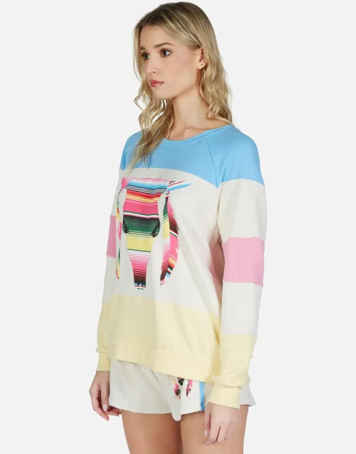 Erica Striped Bull Ivory Lace Multi Women Lauren Moshi Long Sleeve