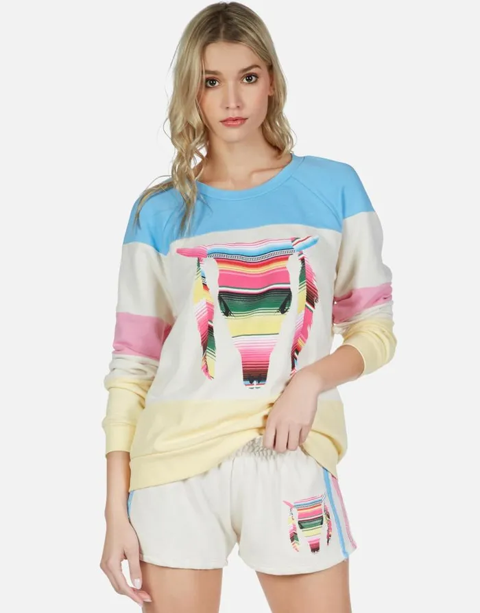 Erica Striped Bull Ivory Lace Multi Women Lauren Moshi Long Sleeve