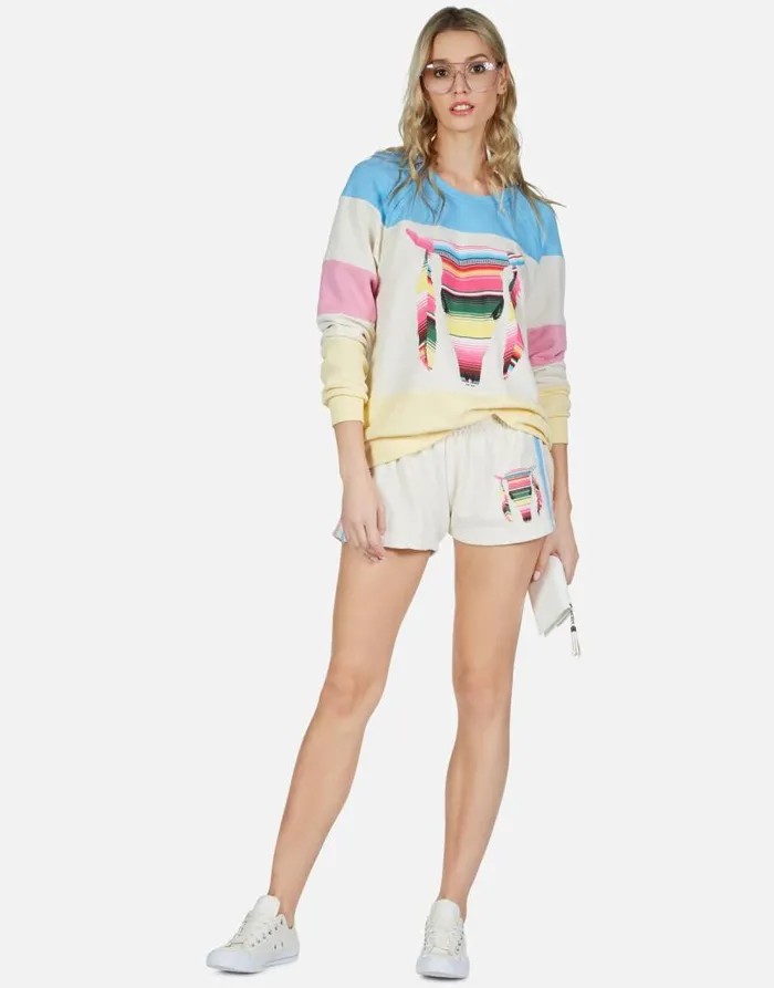 Erica Striped Bull Ivory Lace Multi Women Lauren Moshi Long Sleeve