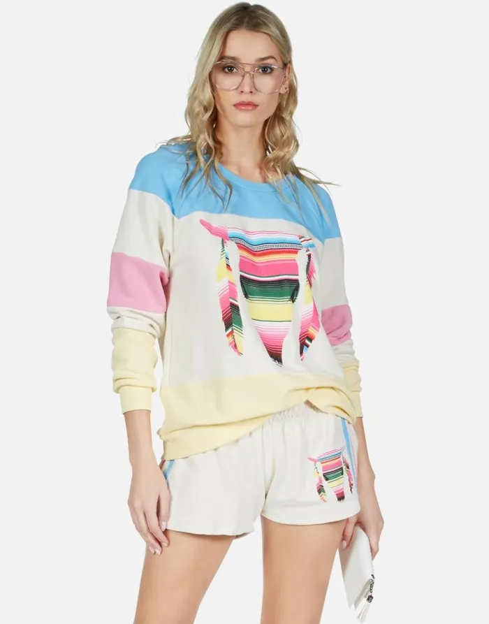 Erica Striped Bull Ivory Lace Multi Women Lauren Moshi Long Sleeve