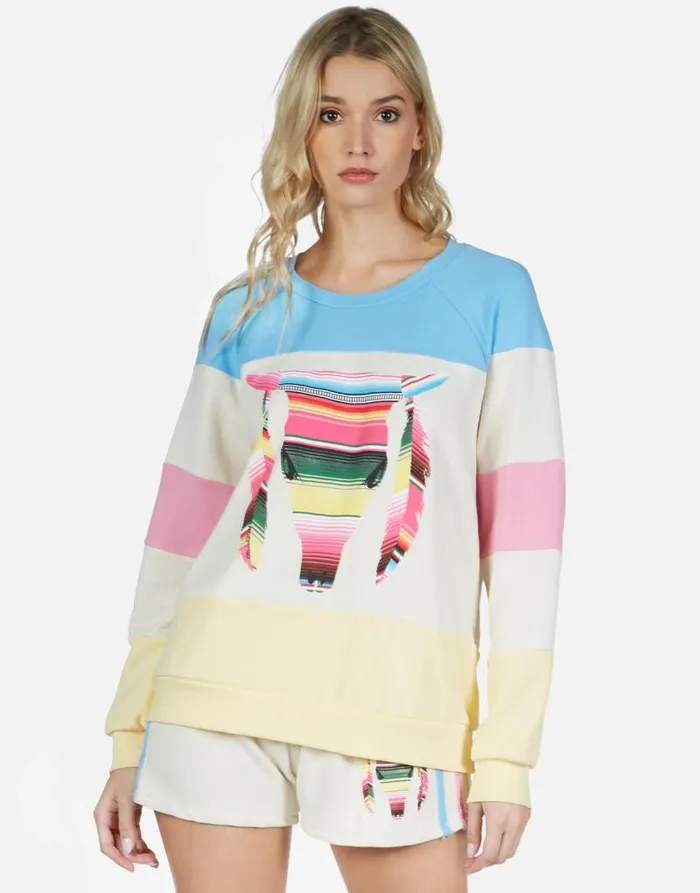 Erica Striped Bull Ivory Lace Multi Women Lauren Moshi Long Sleeve