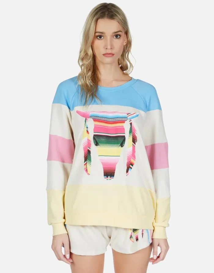 Erica Striped Bull Ivory Lace Multi Women Lauren Moshi Long Sleeve