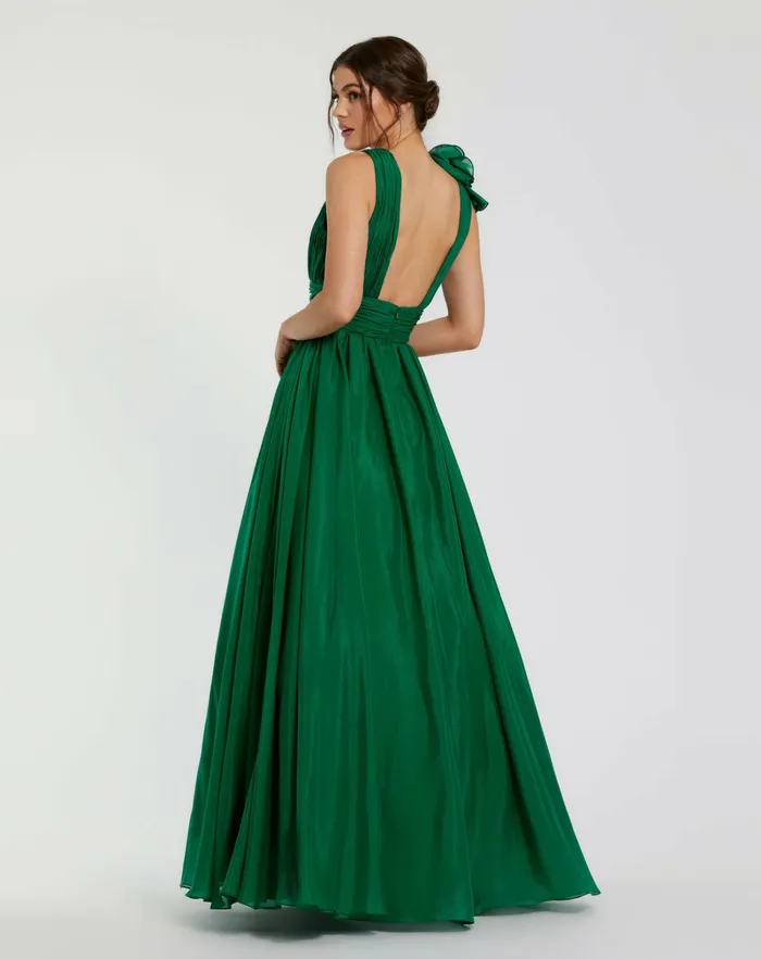 Evening Gowns Ruffle Detailed Evening Dress Emerald 8211 Mac Duggal Women