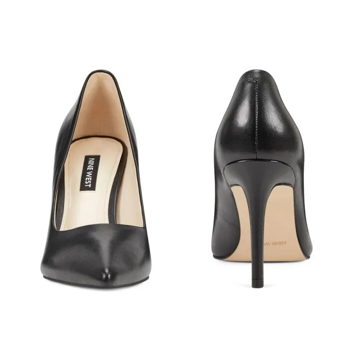 Ezra Pointy Toe Pumps Black Leather Women Nine West Heels Ezra Pointy Toe Pumps Black Leather Women Nine West Heels