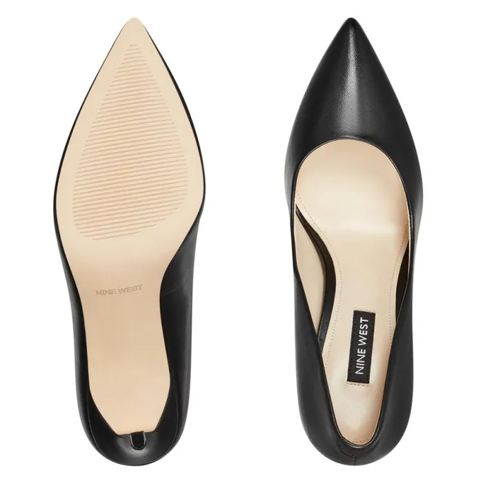 Ezra Pointy Toe Pumps Black Leather Women Nine West Heels Ezra Pointy Toe Pumps Black Leather Women Nine West Heels