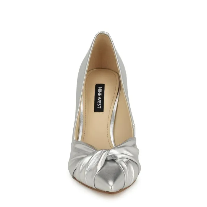 Faiza Knotted Pointy Toe Pumps Silver Women Nine West Heels Faiza Knotted Pointy Toe Pumps Silver Women Nine West Heels