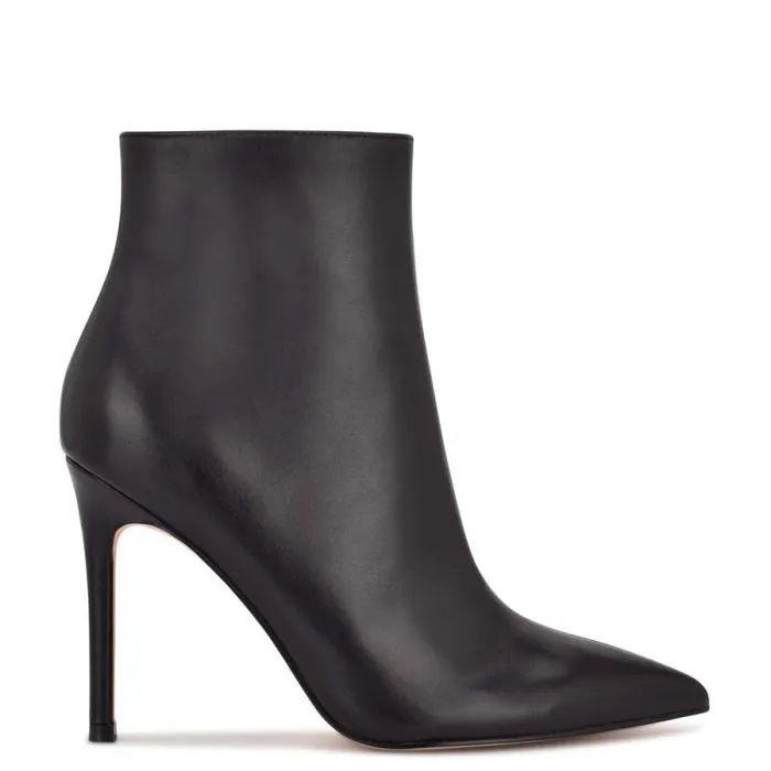 Farrah Dress Booties Black Leather Women Nine West Heels