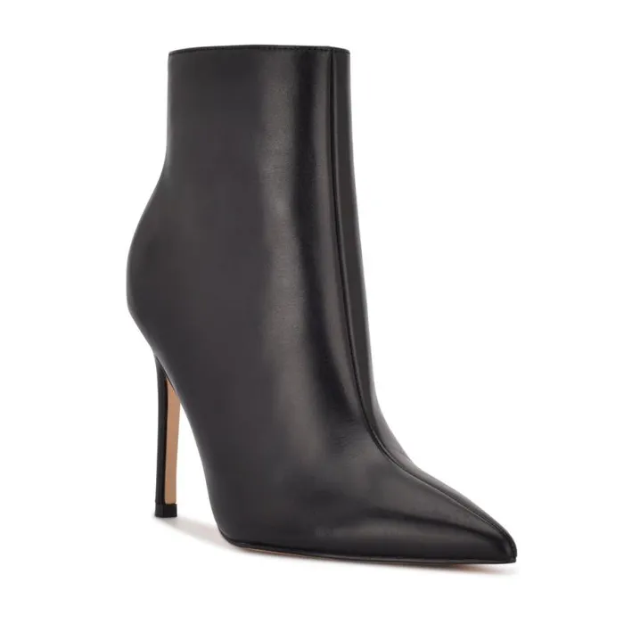 Farrah Dress Booties Black Leather Women Nine West Heels Farrah Dress Booties Black Leather Women Nine West Heels